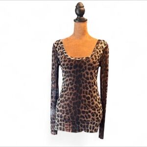INC Animal Print Long Sleeve Top Mob Wife Rocker Emo dark feminine size small